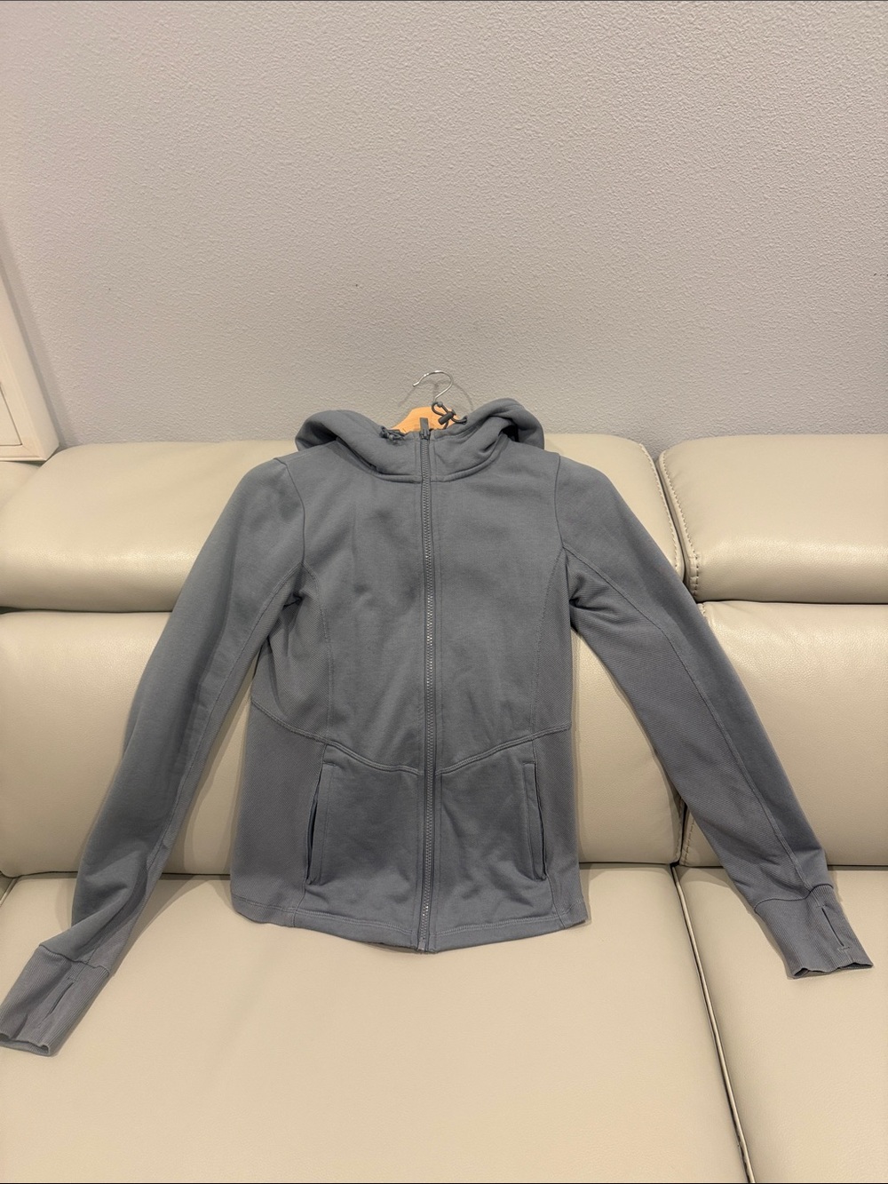 Alo Yoga Foundation Zip Hoodie Gray Blue Size XS